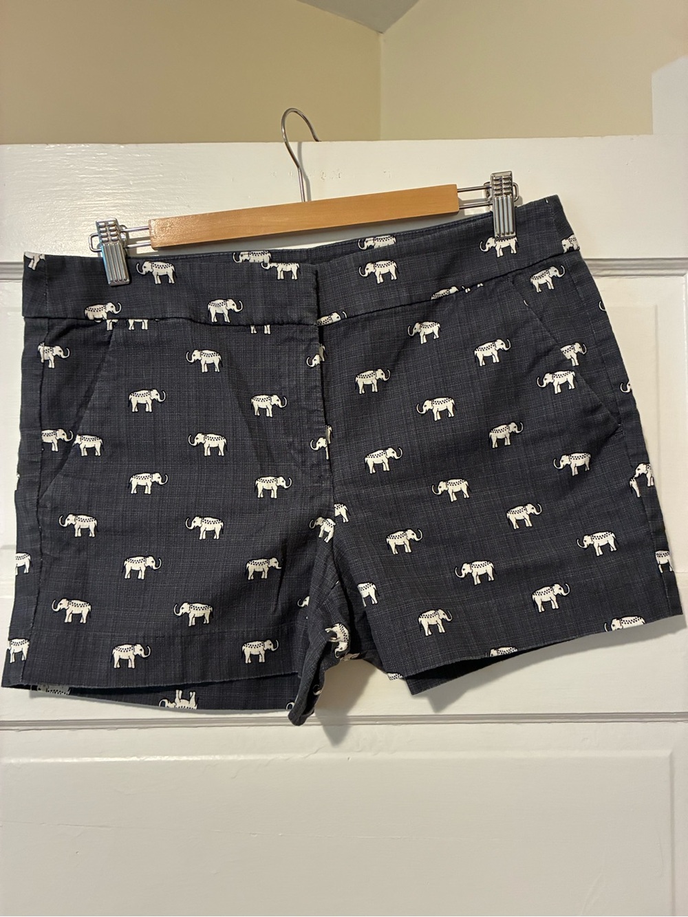 LOFT Gray Shorts with White Elephant Print
